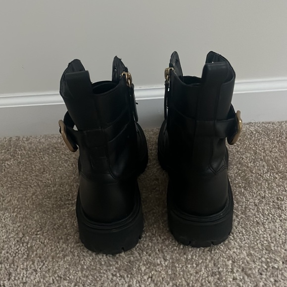 Zara Black Leather Combat Boot - Picture 2 of 6